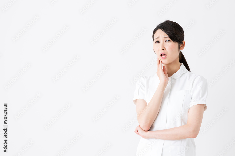 young asian nurse on white background young asian nurse on white background