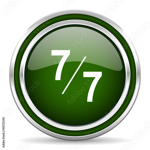 7 per 7 green glossy web icon