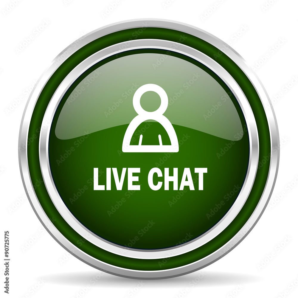 live chat green glossy web icon live chat green glossy web icon