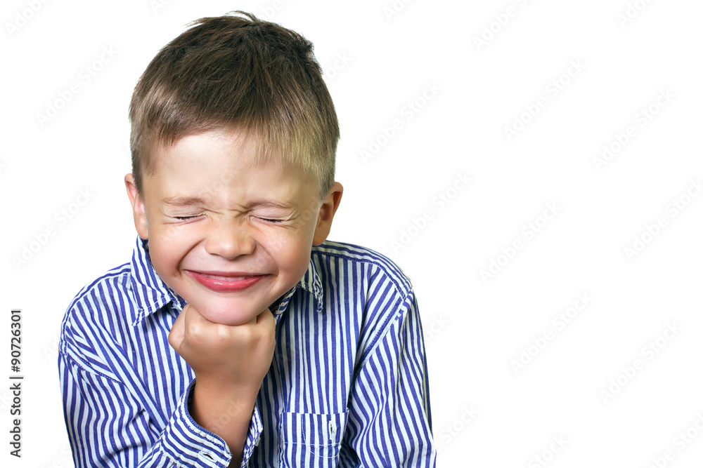 Funny 6-year-old boy squinting laughter Funny 6-year-old boy squinting laughter
