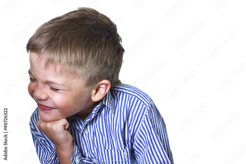 Funny 6-year-old boy squinting laughter Funny 6-year-old boy squinting laughter