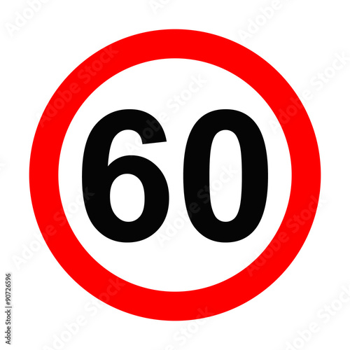 Speed Sign - Number 60 on white background