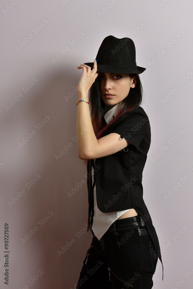 Young beautiful woman in hat Young beautiful woman in hat