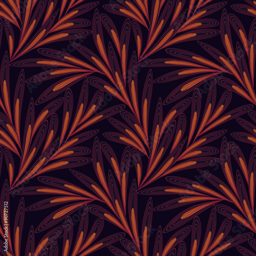 Vector Seamless pattern with Australian aboriginal-inspired leaves. Modern abstract background in subdued, tasteful colors. Easy to edit.