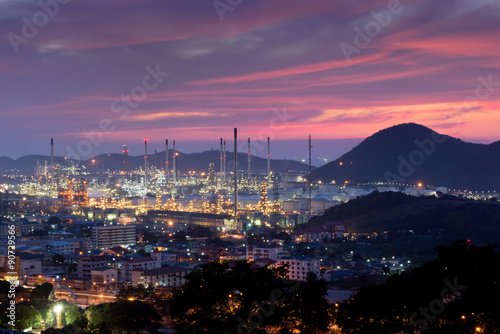 Oil refinery at twilight