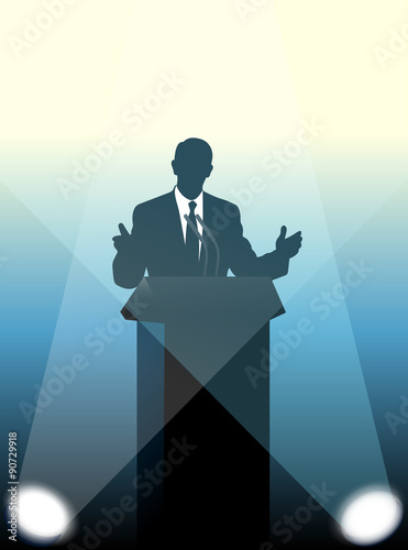 speaker at a microphone