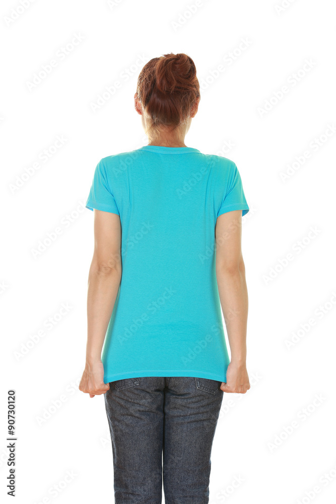 female with blank t-shirt (back side) female with blank t-shirt (back side)