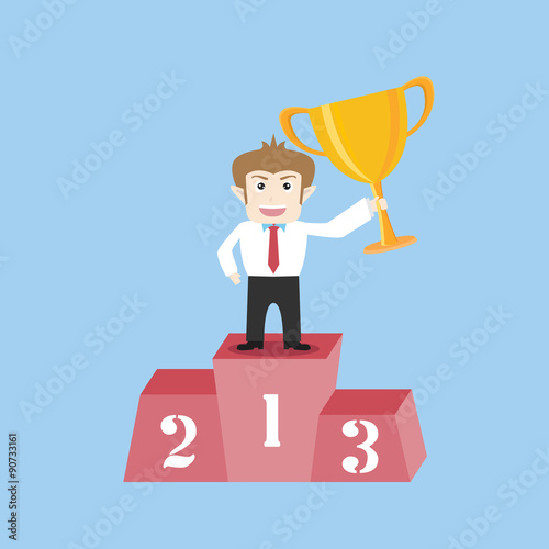businessman standing on the winning