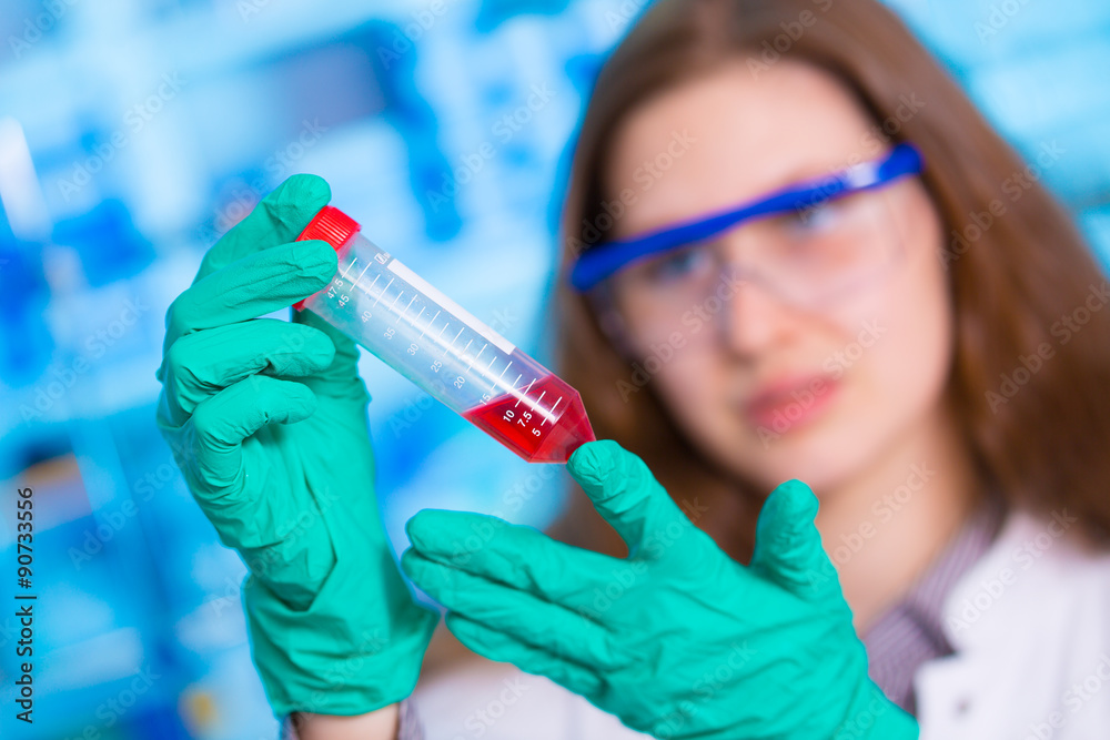 Woman doing experiments in a lab