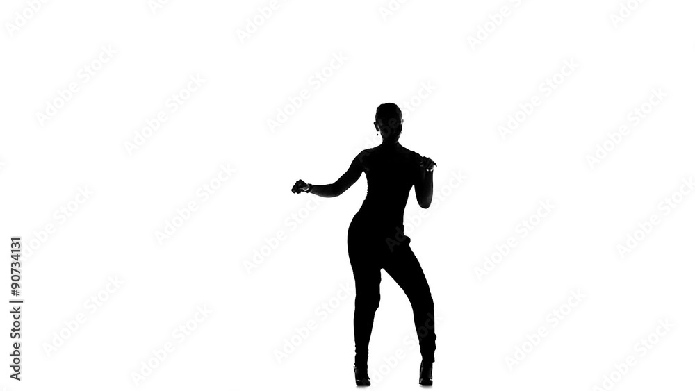 Young social latin dancer continue moving dance, on white, slow