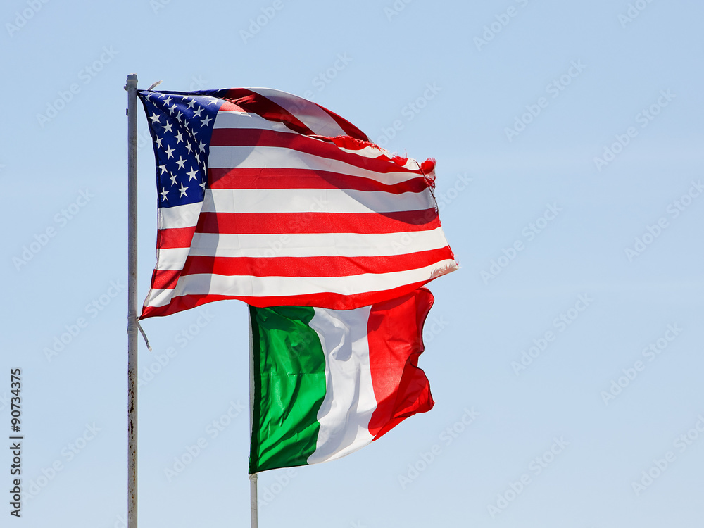 Fototapeta premium Italian and US flag