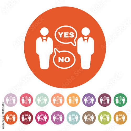 The dispute icon. Dialog and  negotiation, discussion symbol. Flat