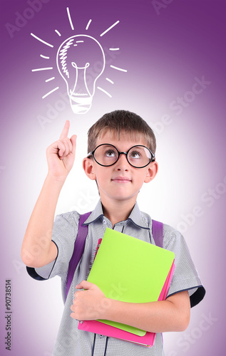 Little schoolboy  with idea...