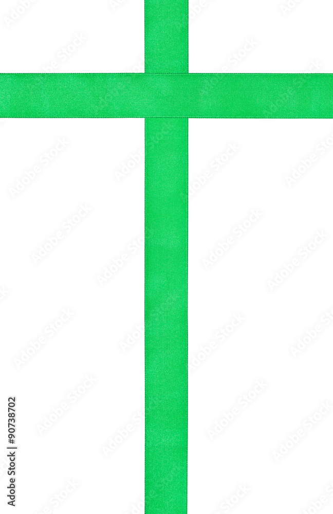 vertical set - two crossing green satin ribbons vertical set - two crossing green satin ribbons