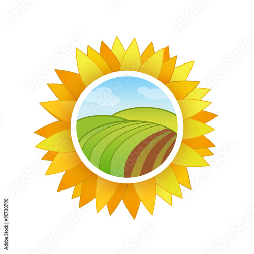 Icon with Farm and Sunflower