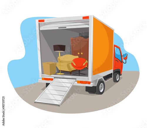 Vector delivery car flat illustration