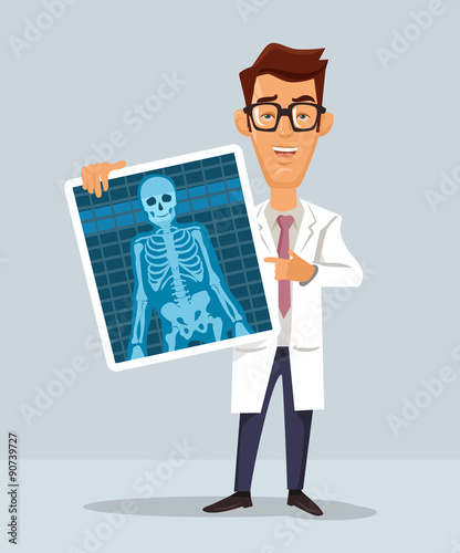 Doctor with x-ray. Vector flat illustration