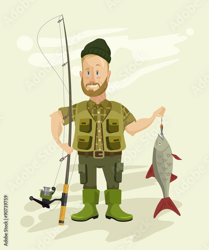 Vector fisherman flat illustration