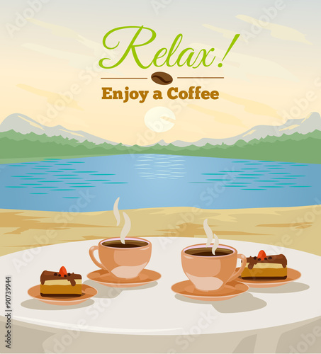 Beautiful landscape. Vector flat illustration