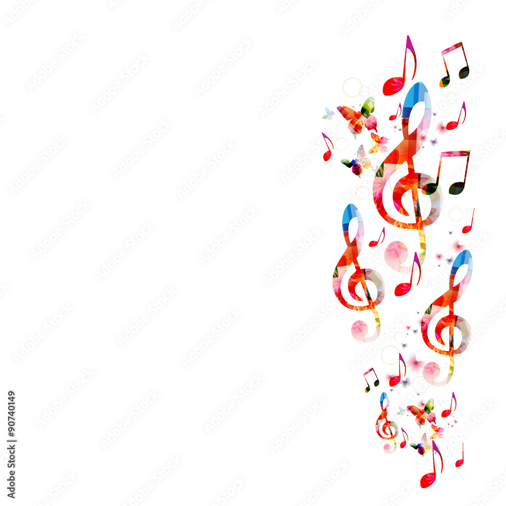 Naklejka premium Colorful background with music notes