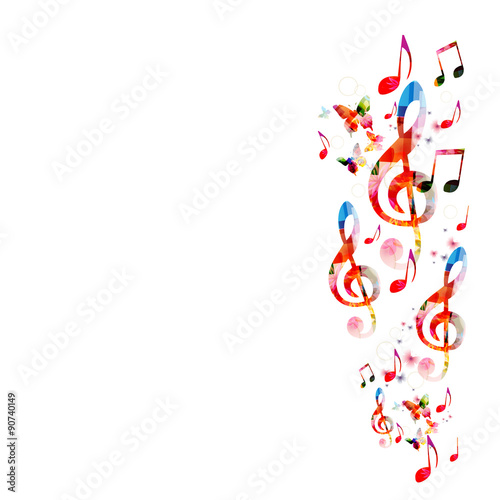 Colorful background with music notes