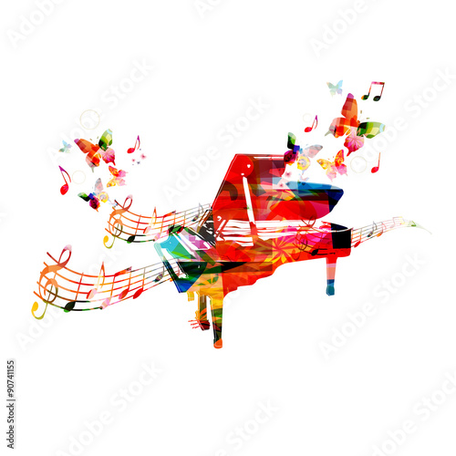 Colorful piano design. Music background