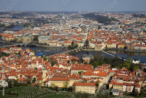 Aerial view to the historical center of Prague, Czech republic