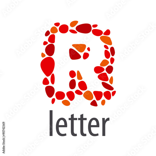 vector logo letter R made of colored stones
