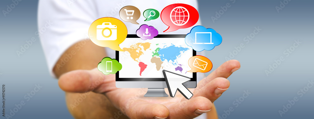 Businessman holding tech device in his hand Businessman holding tech device in his hand