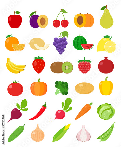 Vector Fruits and Vegetables Icons