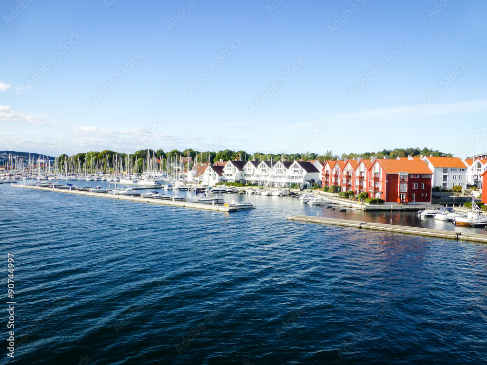 Stavanger Grasholmen summer harbor boat panorama