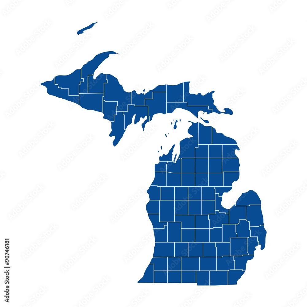 Naklejka premium Mapa stanu Michigan