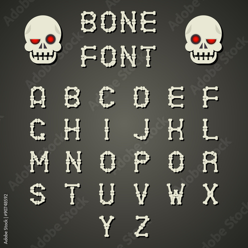 Cartoon Bone Alphabet A to Z Flat Design Font Symbol Icon Vector