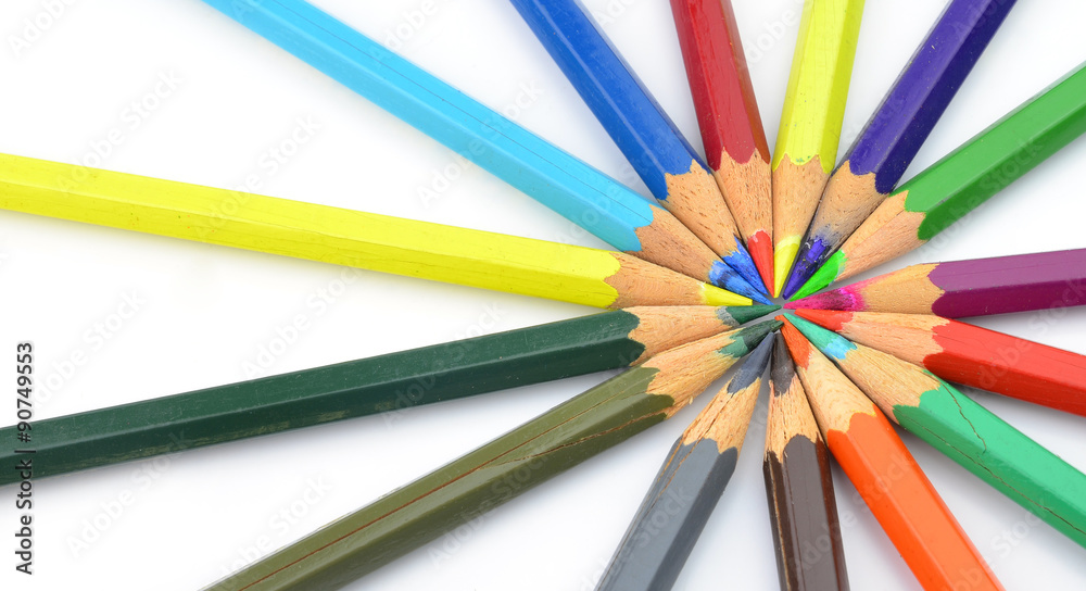 color pencils isolated on a white background.