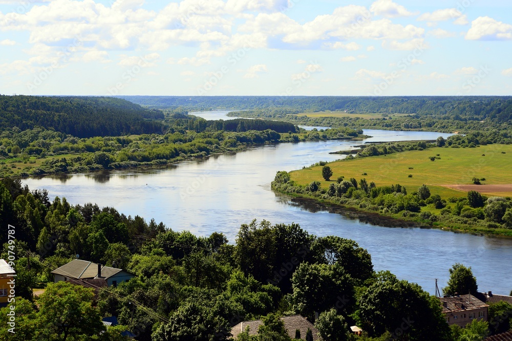 Nemunas river curve view from Vilkija church