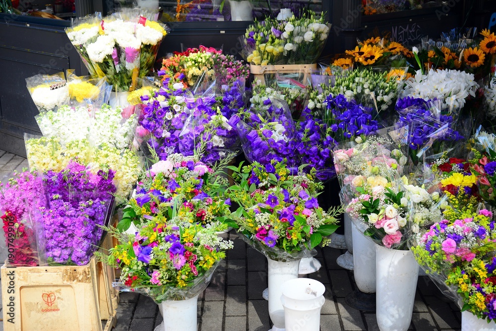 Flowers seller in Vilnius city street. Lithuania