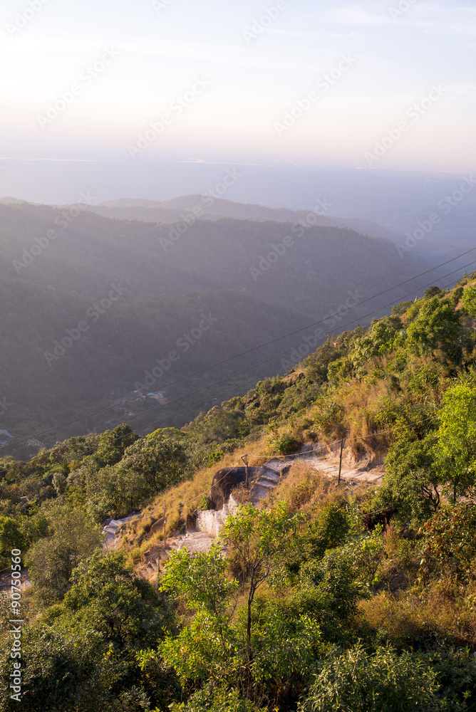 Obraz premium sunset mountain, summer landscape