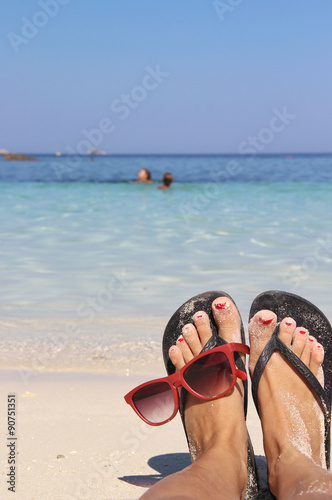 Relax on the beach with clean blue water