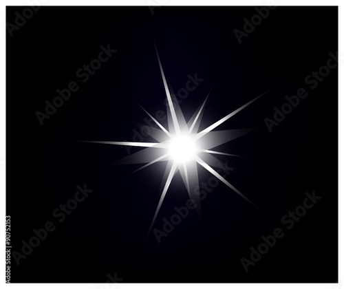 Vector sparkling and glowing light effect star on black backgrou