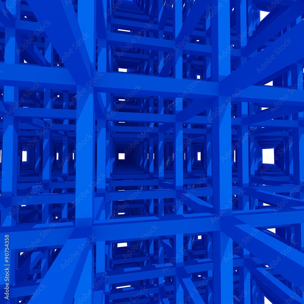 3d blue columns and beam ,architecture background. 3d blue columns and beam ,architecture background.