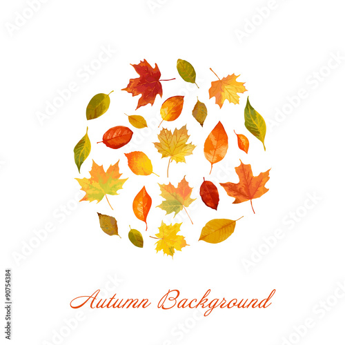 Colorful Autumn Leaves Background - Watercolor Style - in vector