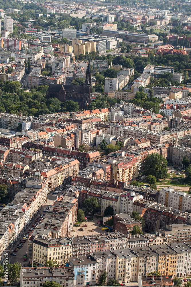 Aerial view of Wroclaw city 