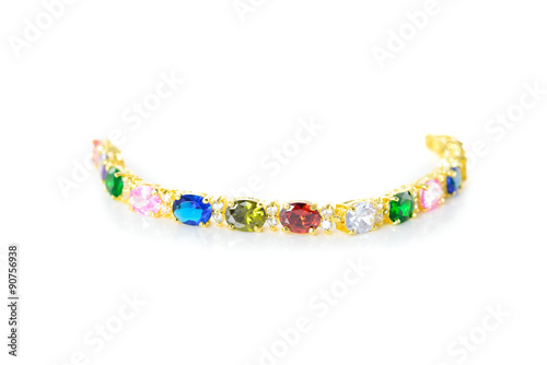 Bracelet of the jewelry with colourful sapphire
