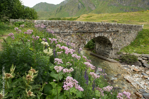 Old stone bridge in Swiss Alps