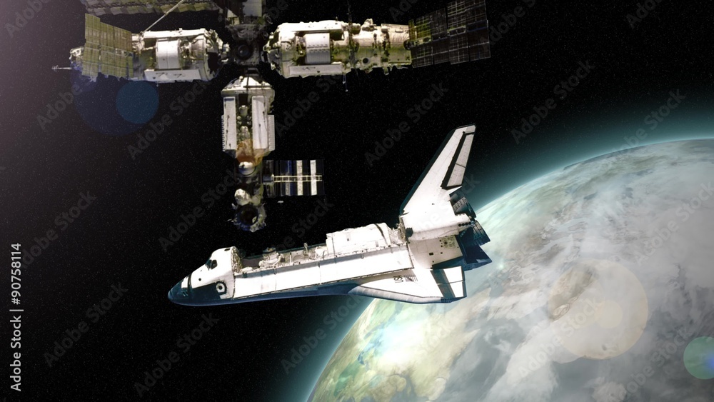4K Space Shuttle Docks with Space Station 4148