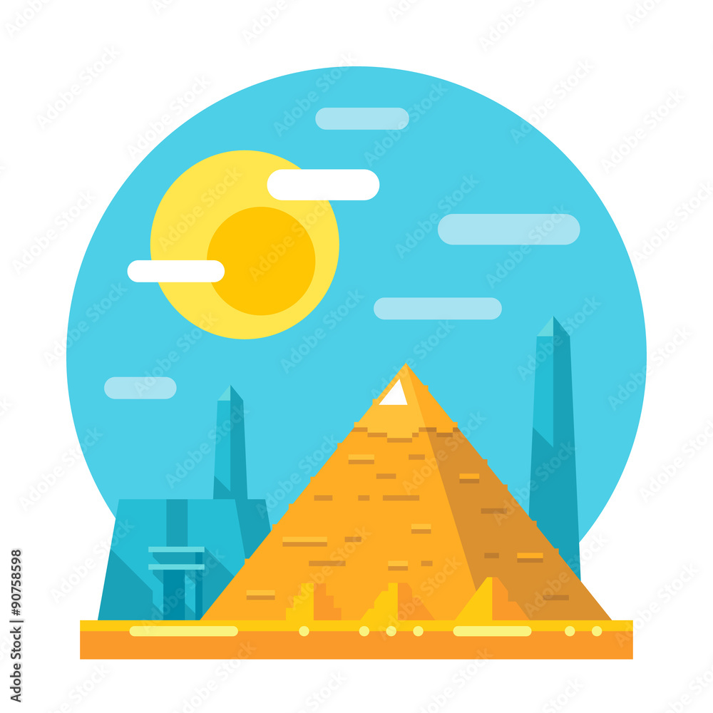 Pyramid of Giza flat design landmark Pyramid of Giza flat design landmark