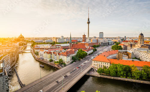 Wallpaper Mural Berlin skyline with TV tower and Spree river at sunset, Germany Torontodigital.ca