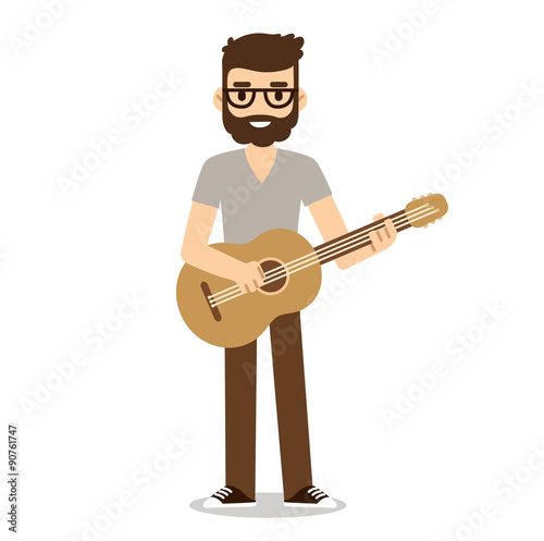 Flat cartoon guitarist