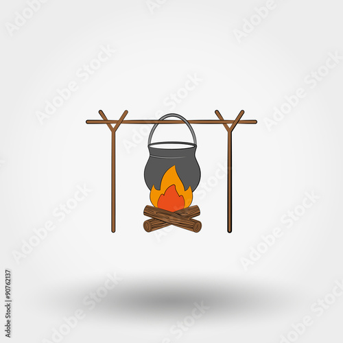 Pot on a campfire.