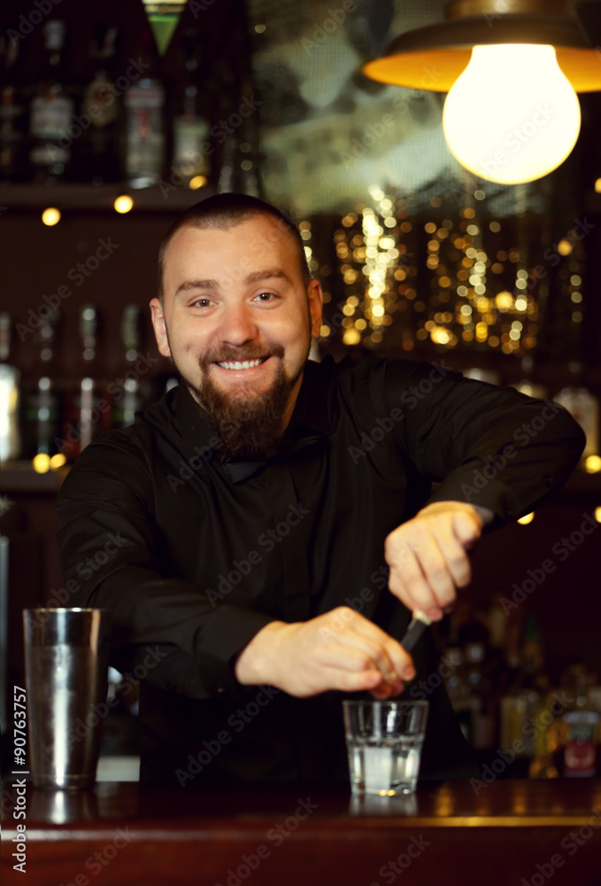 Bartender making cocktail